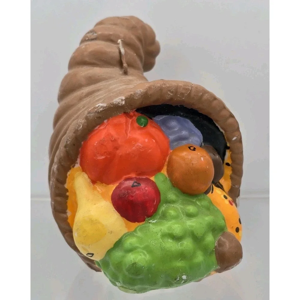 3 Lot VTG Cornucopia Thanksgiving Candle 4